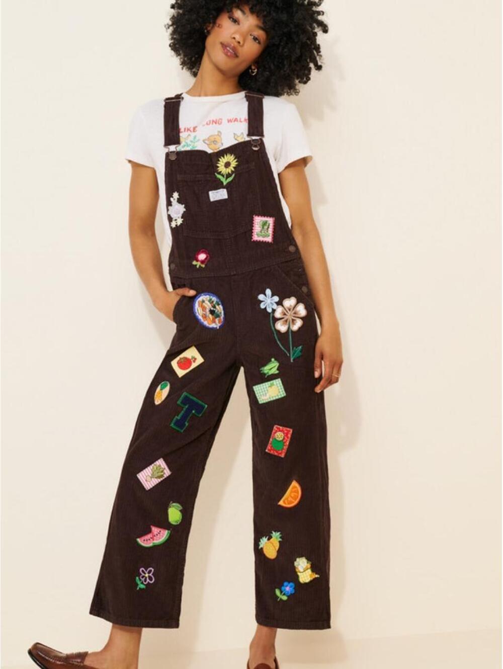 Re_nuuly second life patched-up Levi's cord overalls
